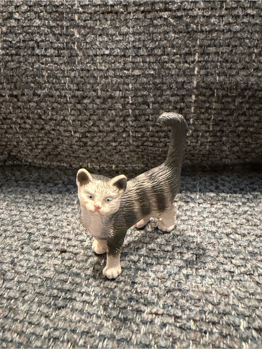 Schlick Vintage Gray and White Small Cat Figurine Toy